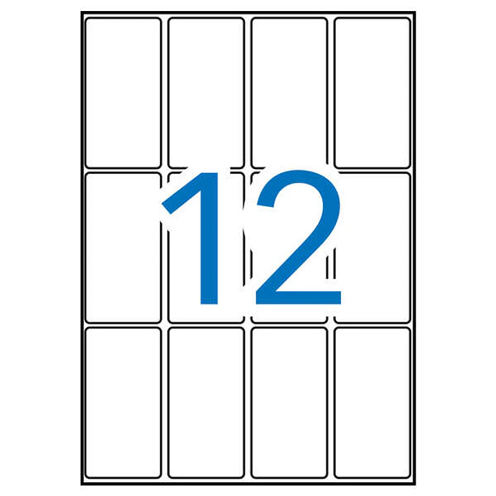 Apli Pack de 180 Etiquetas 34.0x67.0mm - 15 Hojas A5 x 12 Etiquetas - Adhesivo Permanente - Cantos Rectos - Color Blanco 1