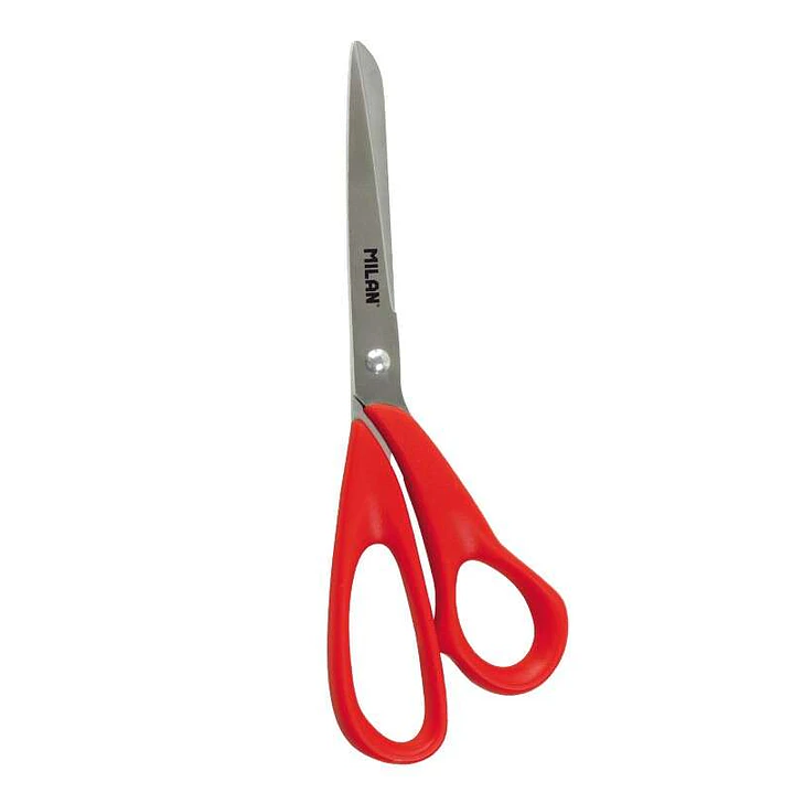 Milan Tijeras Oficina con Cuchilla de Acero Inoxidable - Mango de Plastico Rojo - Longitud 20cm - Color Rojo 1