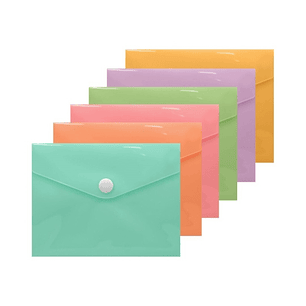 Bismark Sobre Portadocumentos A6 - Cierre de Broche - Fabricado en Polipropileno - Colores Pastel Surtidos