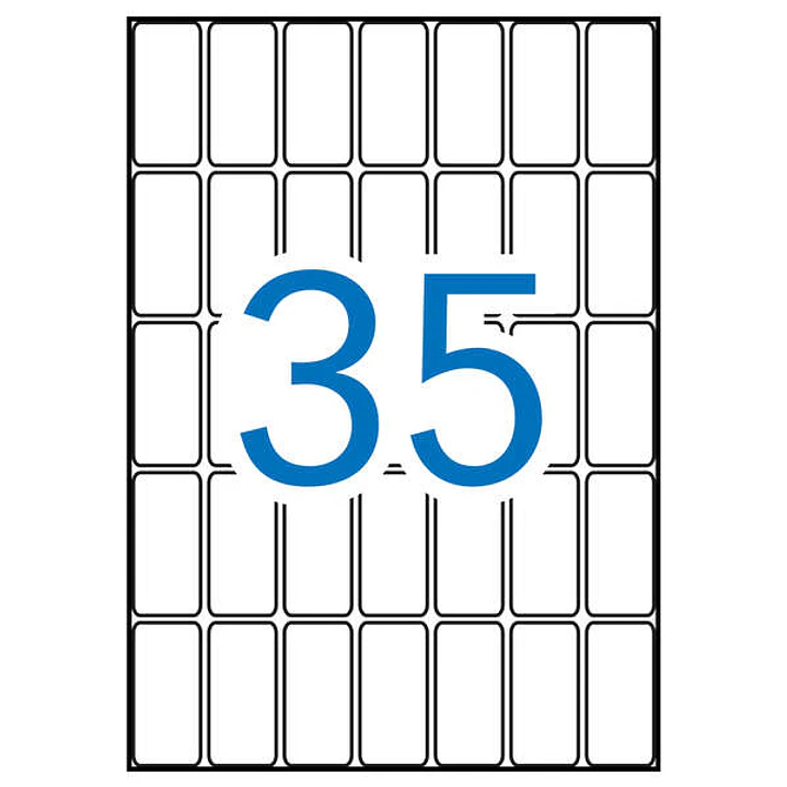 Apli Pack de 525 Etiquetas Rectangulares 18x40mm - 15 Hojas A5 por 35 Etiquetas - Adhesivo Permanente - Cantos Romos - Color Blanco 1