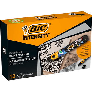 Bic Intensity Marcador de Pintura - Punta Media - Tinta con Base de Agua - 98% de Materiales Reciclados - Color Negro