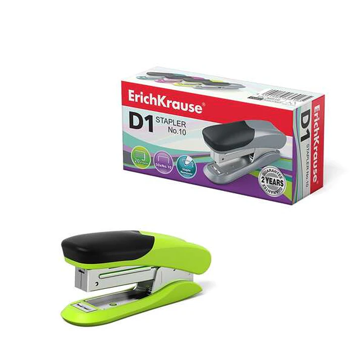 Erichkrause Grapadora ?10 D1 - Hasta 20 Hojas - Plastico Resistente a Golpes - Mecanismo de Acero de Alta Calidad - Color/Diseño Variado 1