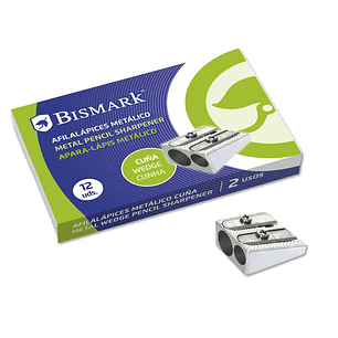 Bismark Afilalapiz Metalico Doble para Lapices Normales o Gruesos - Color Acero