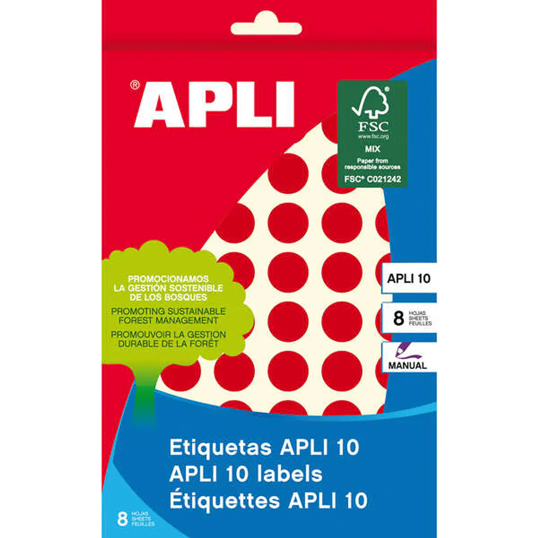 Apli Etiquetas 10 Rojas Ø 13mm 8 Hojas 1
