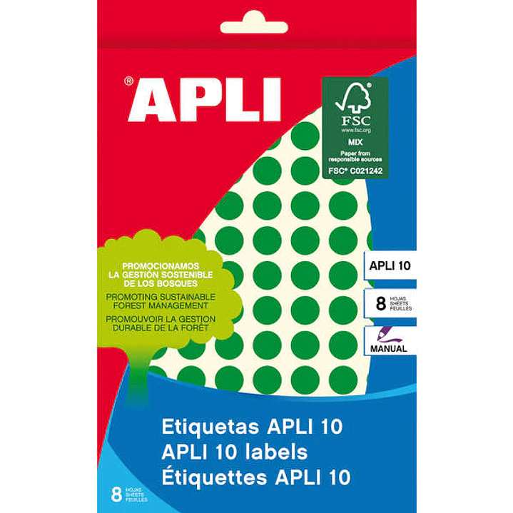 Apli Etiquetas 10 Verdes Ø 10mm 8 Hojas 1