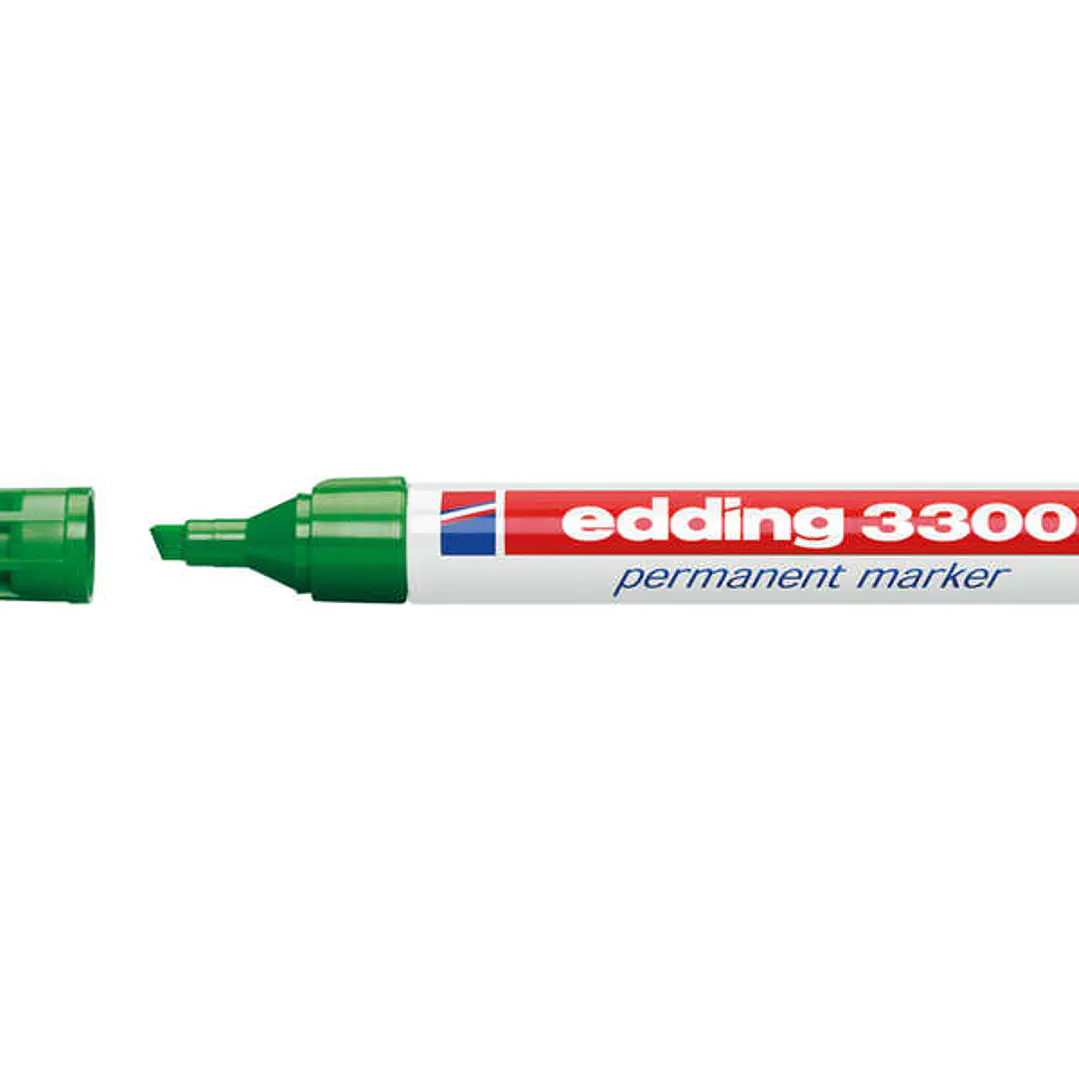 Edding 3300 Rotulador Permanente - Punta Biselada - Trazo entre 1 y 5 mm. - Tinta Casi Inodora - Secado Rapido - Color Verde 1