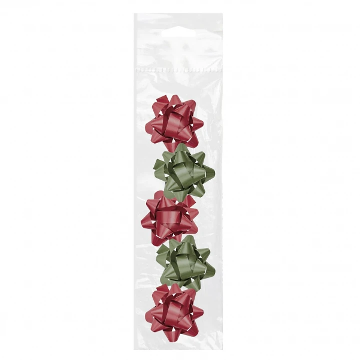 Dohe Chic Pack de 5 Lazos para Regalo - Forma de Estrella - Tamaño 5.6cm - Colores Rojo y Verde 1