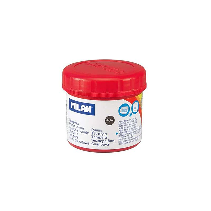 Milan Bote de Tempera 40ml - Secado Rapido - Mezclable - Color Rojo Bermellon 1