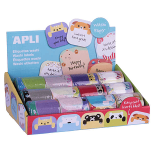 Apli Rollo de Etiquetas Washitape - 36 Etiquetas por Rollo - Faciles de Pegar y Despegar - 4 Modelos Disponibles con 6 Diseños Diferentes por Modelo