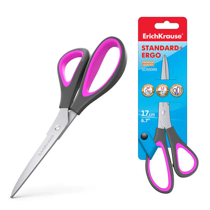 Erichkrause Tijeras Standard+ Ergo - Cuchillas de Acero Inoxidable - Afilado Doble Avanzado - Resistente a La Corrosion - Mangos Ergonomicos - Color V 1