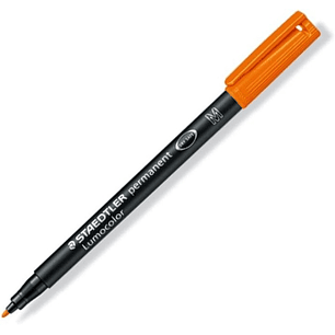 Staedtler Lumocolor 317 Rotulador Permanente - Punta Media Redonda - Trazo 1mm Aprox - Capuchon con Clip - Secado Rapido - Color Naranja