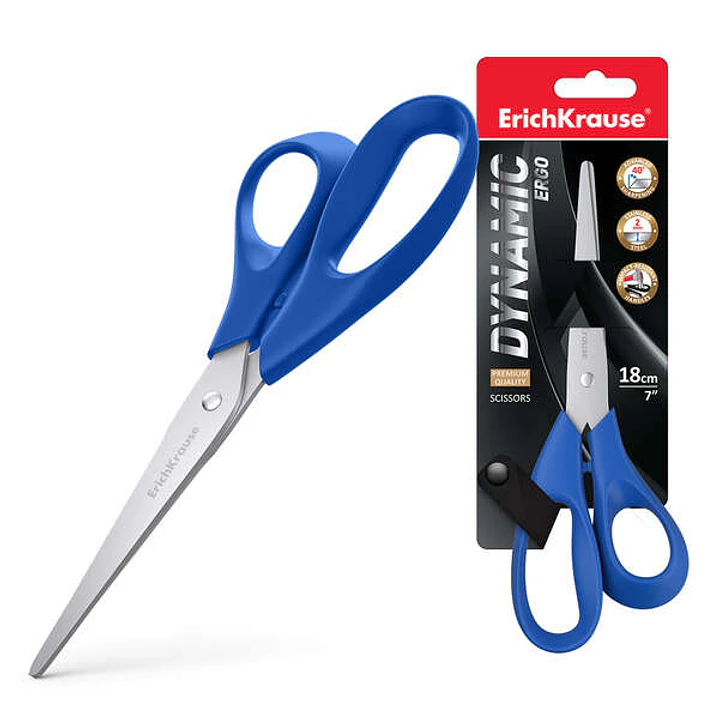 Erichkrause Dynamic Tijeras con Cuchillas de Acero Inoxidable 18cm - Afilado Doble Avanzado - Resistente a la Corrosion - Mangos Ergonomicos - Colores 1