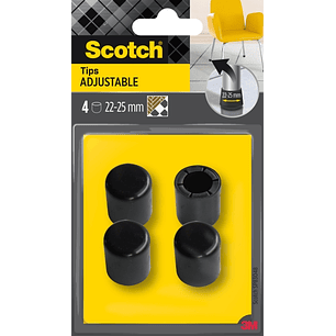 Scotch Pack de 4 Conteras Ajustables - Diametro de 22-25mm - Color Negro