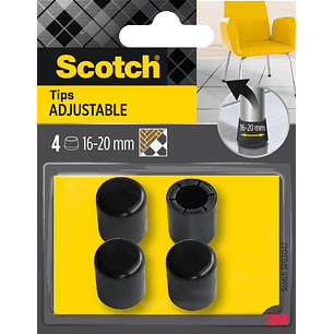 Scotch Pack de 4 Conteras Ajustables - Diametro de 16-20mm - Color Negro