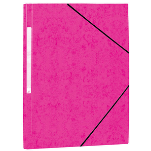 Mariola Carpeta de Carton Simil Prespan con Etiqueta en Lomo Folio 500gr/m2 - Medidas 34x25cm - Cierre con Goma Elastica - Color Fucsia