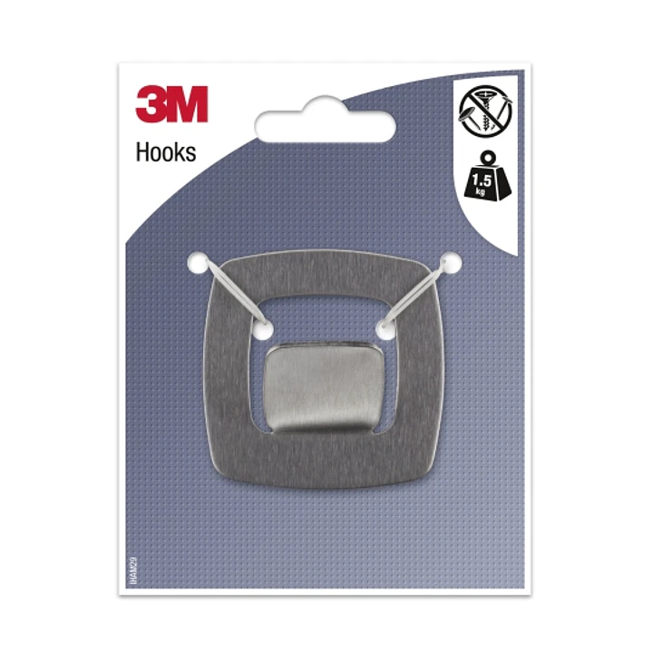 3M Gancho Adhesivo Metalico - Cuadrado - Soporta hasta 1.5kg - Color Gris/Titanio 1