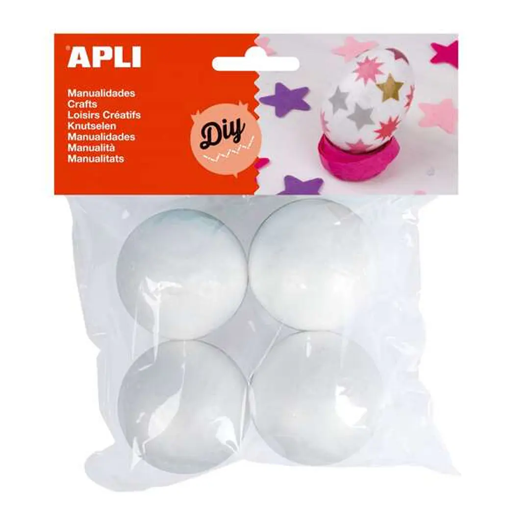 Apli Pack de 4 Bolas de Porexpan Ø 50 mm - Color Blanco 1