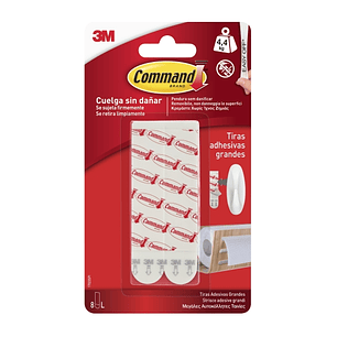 Command Tiras Adhesivas de Repuesto - Formato L - Soporta hasta 4.4kg - Color Blanco