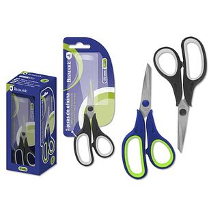 Bismark Tijeras de Oficina Acero Inoxidable 17cm - Empuñadura Ergonomica - Muy Ligeras y Resistentes - Colores Surtidos Aleatorios