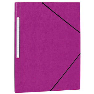 Mariola Carpeta de Carton Simil Prespan con Etiqueta en Lomo Folio 500gr/m2 - Medidas 34x25cm - Cierre con Goma Elastica - Color Violeta