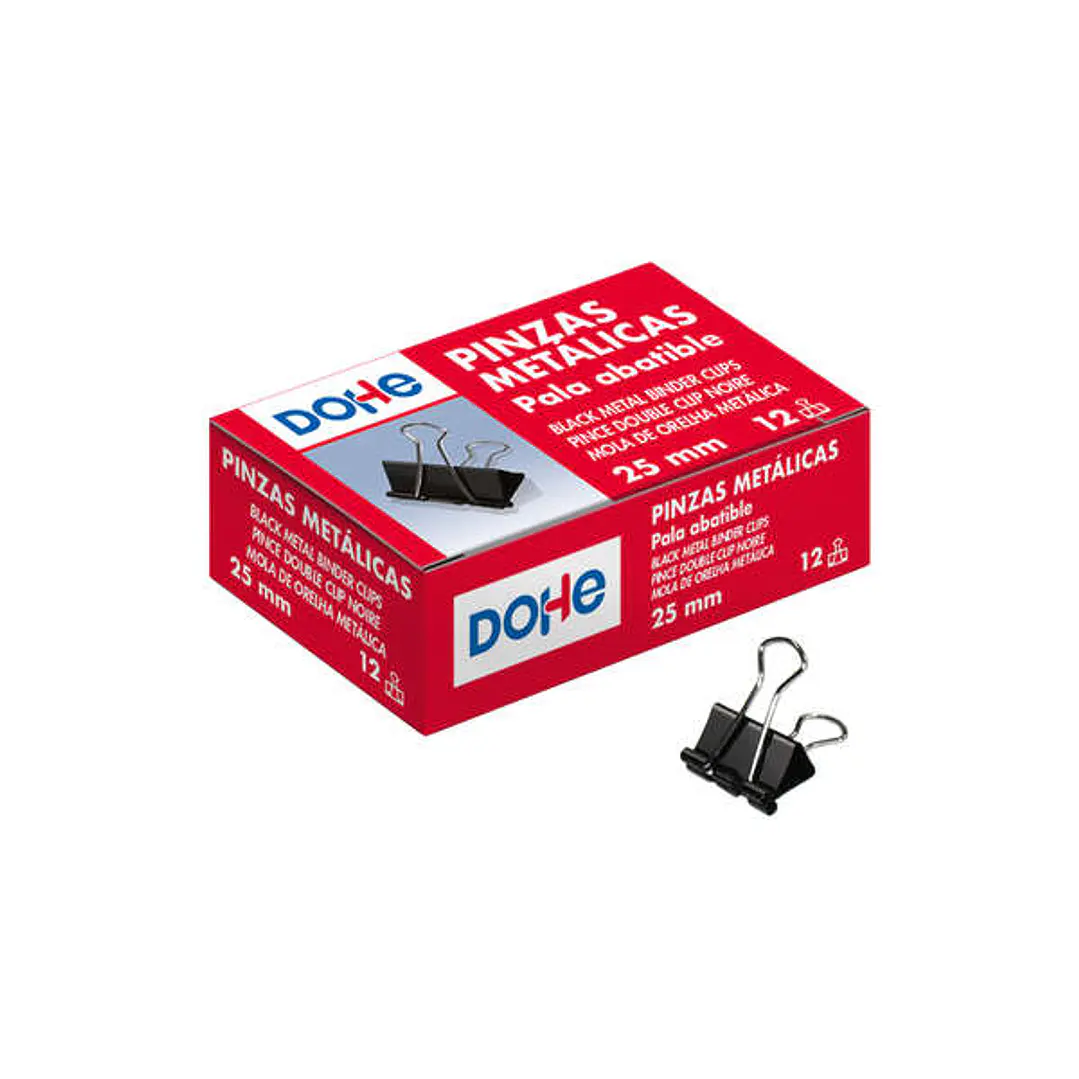 Dohe 12 Pinzas Metalicas Sujetapapeles de Pala Abatible - 50mm - Realizadas en Acero de Gran Resistencia - Color Negro 1