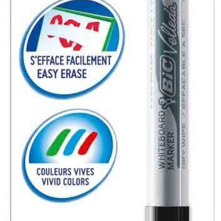 Bic Velleda 1741 Marcador para Pizarra - Punta de 4.5 mm - Trazo 1.4mm - Tinta con Base de Acetona - Borrado Optimo - Larga Duracion - Color Negro 1