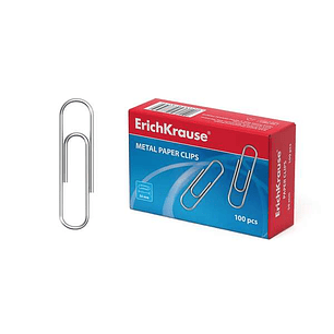 Erichkrause Caja de 100 Clips Metalicos 50mm - Alta Resistencia y Durabilidad - Resistente a la Corrosion - Sin Manchas ni Arañazos - Color Plateado