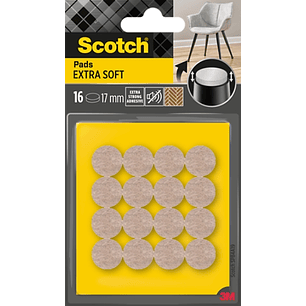 Scotch Pack de 16 Almohadillas de Fieltro - 17mm de Diametro - Extrasuaves - Color Beige