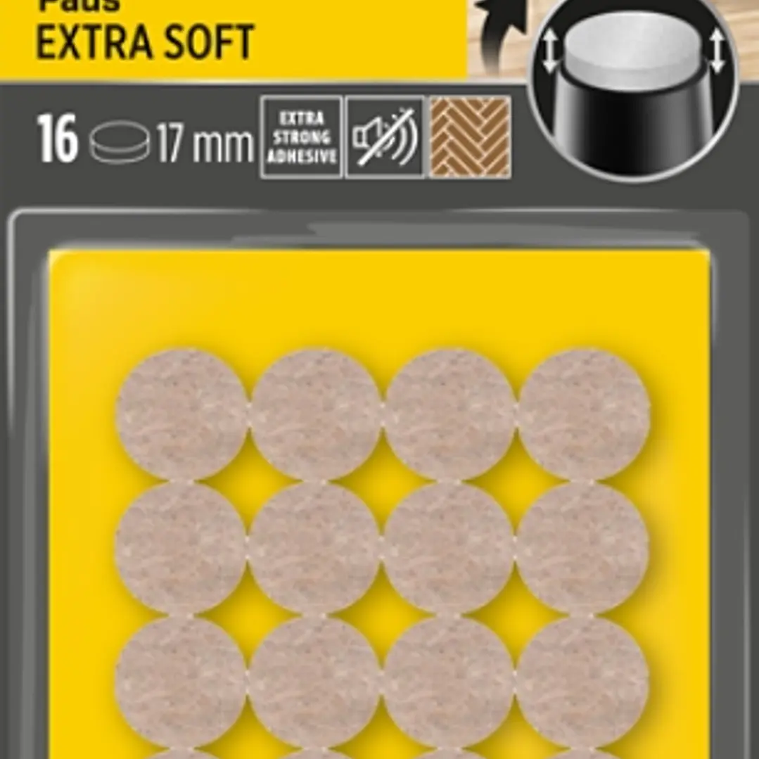 Scotch Pack de 16 Almohadillas de Fieltro - 17mm de Diametro - Extrasuaves - Color Beige 1