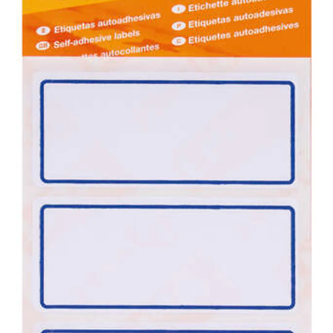 Apli Etiquetas Adhesivas Escolares Basicas - Tamaño 78x34mm - 6 Hojas (18 Etiquetas) - Adhesivo Permanente de Alta Calidad - Color Blanco con Ribete A 1
