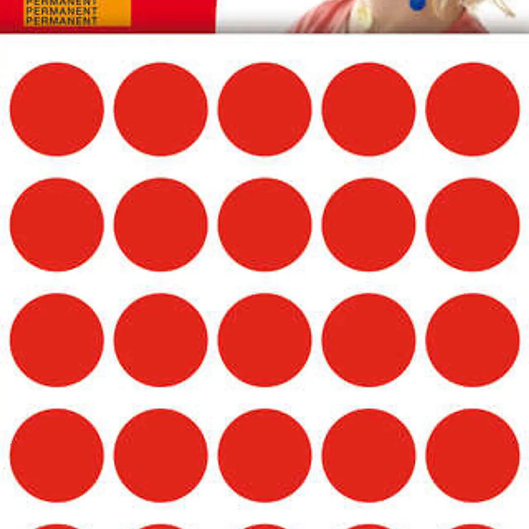 Apli Bolsa de 180 Gomets Redondos Ø 20mm - Adhesivo Permanente - Desarrollo de Habilidades y Creatividad - Ideal para Escuelas Infantiles - Color Rojo 1