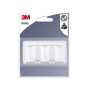 3M Gancho Adhesivo Rectangular - Formato L - Soporta hasta 0.6kg - Color Blanco