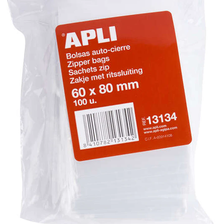 Apli Bolsas Zip Auto Cierre Transparentes 60x80mm - Material LDPE - Cierre Seguro y Facil Manipulacion - Uso Alimenticio - Ideal para Alimentos y Obje 1