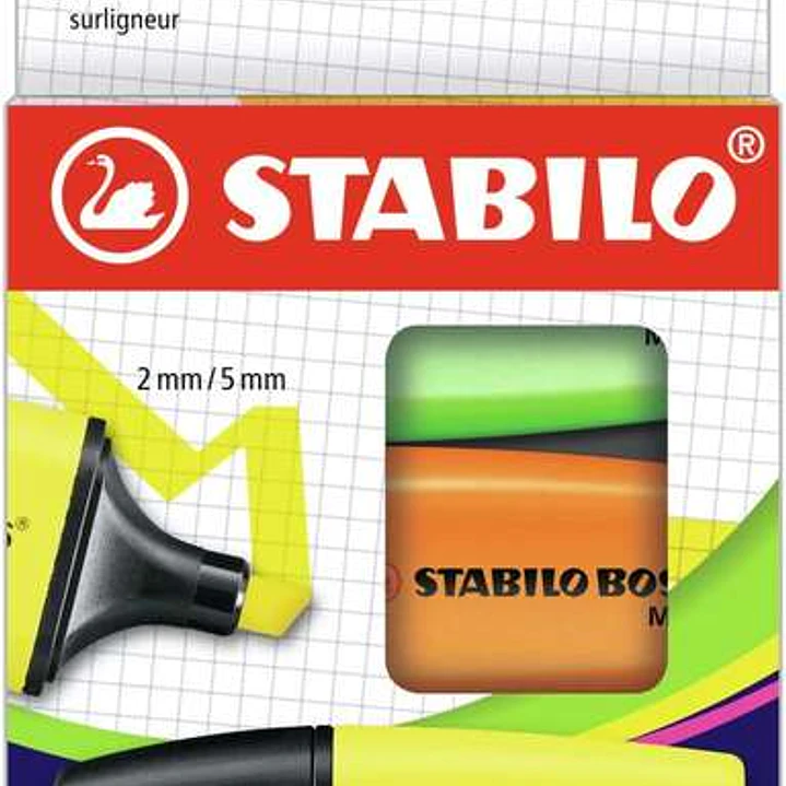 Stabilo Boss Mini Pack de 3 Marcadores Mini Fluorescentes - Trazo entre 2 y 5mm - Tinta con Base de Agua - Antisecado - Colores Surtidos 1