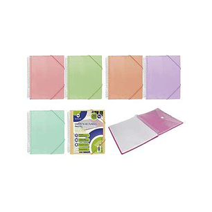 Bismark Carpeta Espiral 20 Fundas Transparentes - Polipropileno - Tamaño A4 - Espiral Plastica Indeformable - Apertura 360 Grados - Gomas de Cierre - 