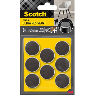 Scotch Pack de 8 Almohadillas de Fieltro Adhesivas - Ultra Resistentes - Diametro de 25mm - Color Blanco/Gris