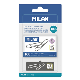 Milan Niquelados Pack de 100 Clips - 33mm - Color Plata