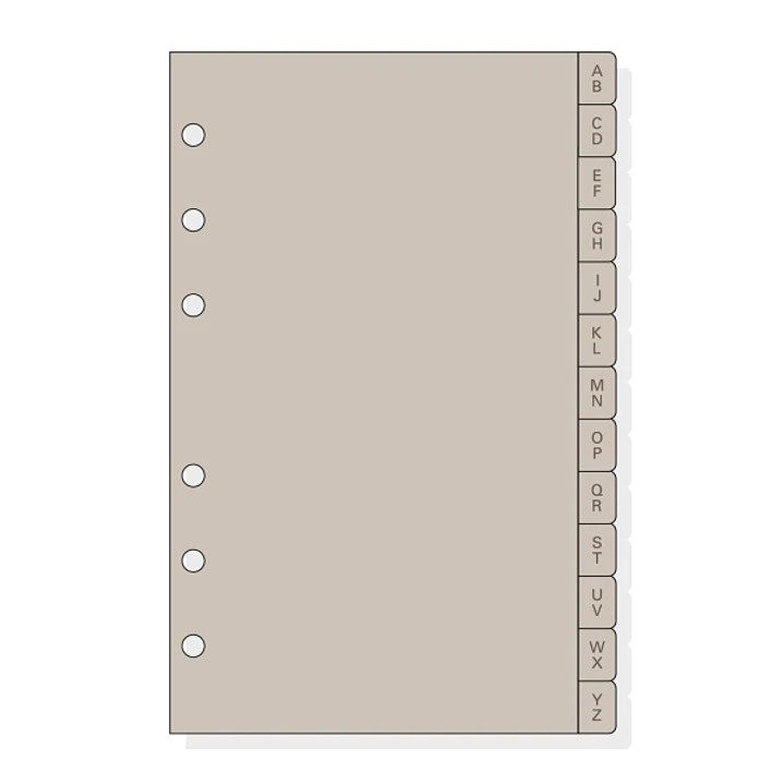 Finocam R464 Indice Alfabetico para Agendas Open - 8 Solapas - Formato 400 - 100x2x152mm - PVC - Color Beige Grisaceo 1