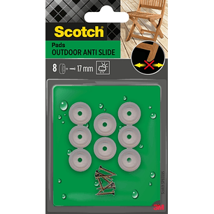 Scotch Pack de 8 Almohadillas Antideslizantes para Artornillar - Diametro 17mm - Uso en Exterior - Color Transparente