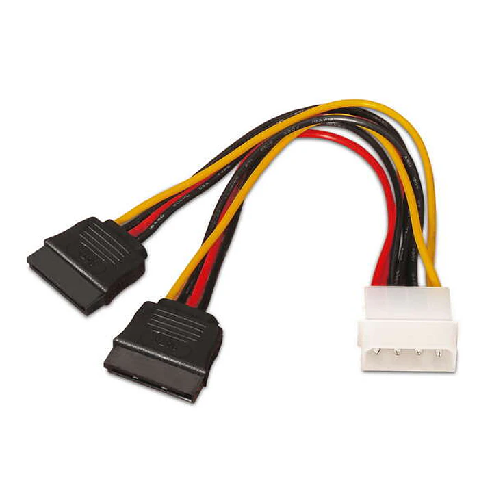 Aisens Cable SATA Alimentacion - Molex 4pin/M-2xSATA Hembra - 20cm - 100% Cobre - Color Negro 1