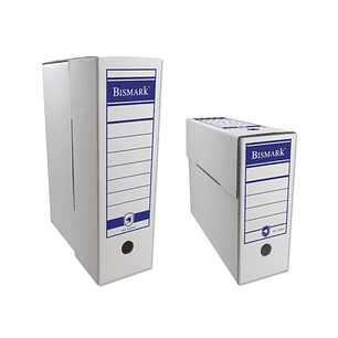 Bismark Caja de Archivo Definitivo Folio Prolongado 12x39x27cm - Carton Corrugado - Papel Blanco con Zonas Pre Impresas - Doble Ollado