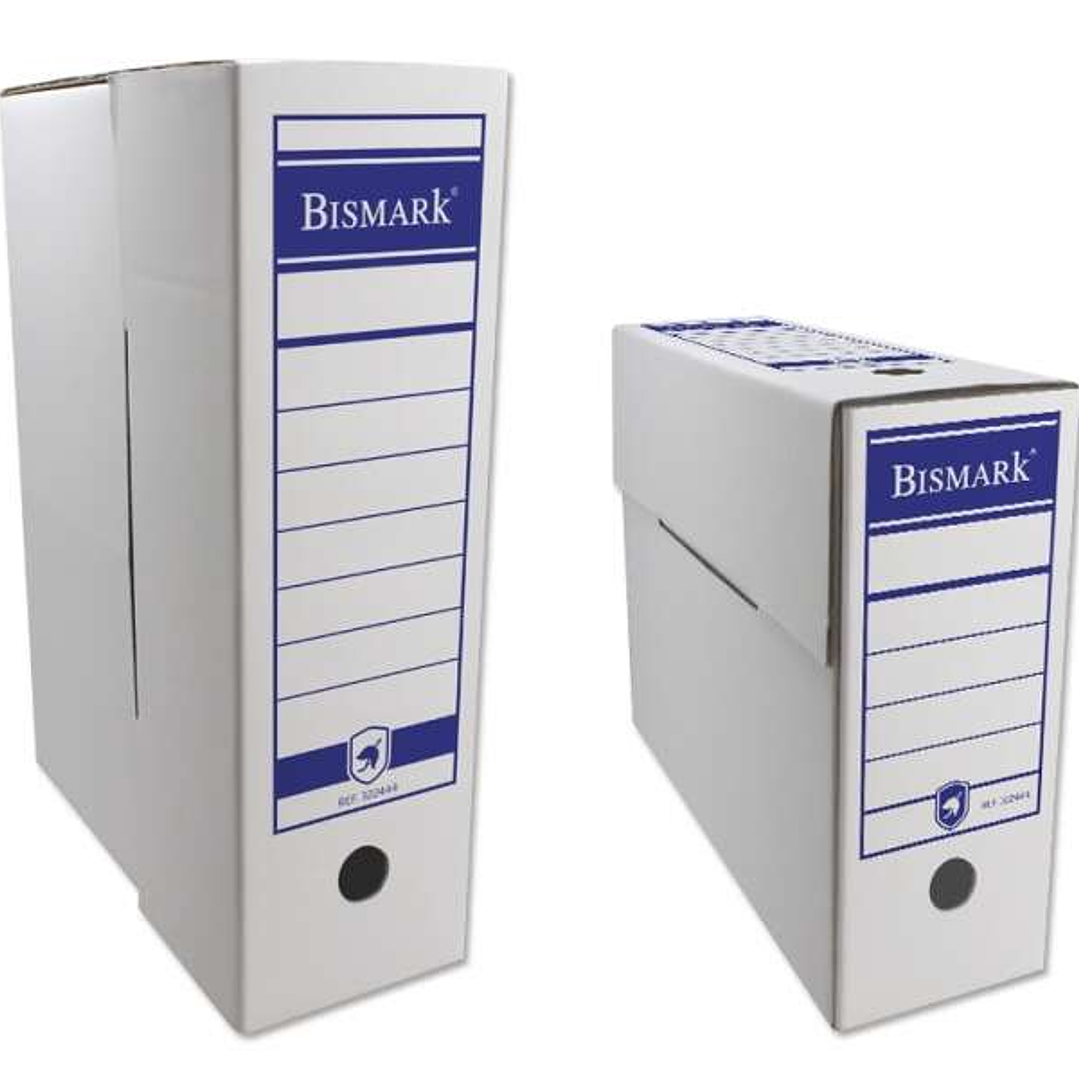 Bismark Caja de Archivo Definitivo Folio Prolongado 12x39x27cm - Carton Corrugado - Papel Blanco con Zonas Pre Impresas - Doble Ollado 1