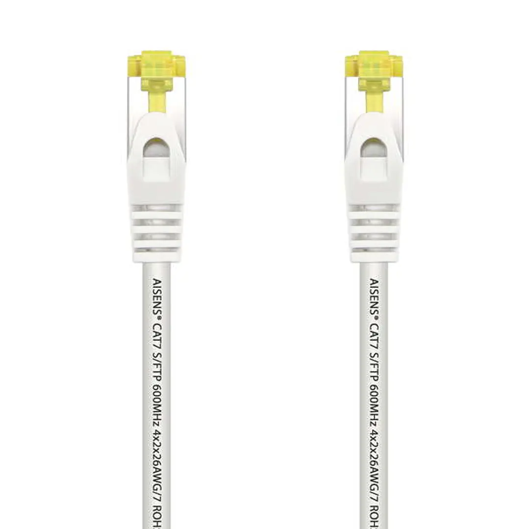 Aisens Cable de Red Latiguillo RJ45 LSZH Cat.7 600 MHz S/FTP PIMF AWG26 - 0.5M - Color Blanco 1