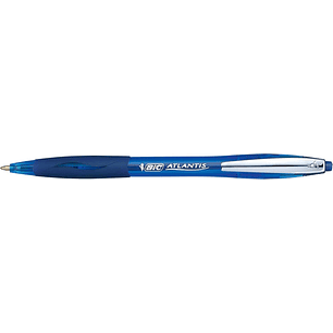 Bic Atlantis Soft Boligrafo Retractil con Clip Metalico - Punta de 1mm - Cuerpo Transparente con Grip - Color Azul