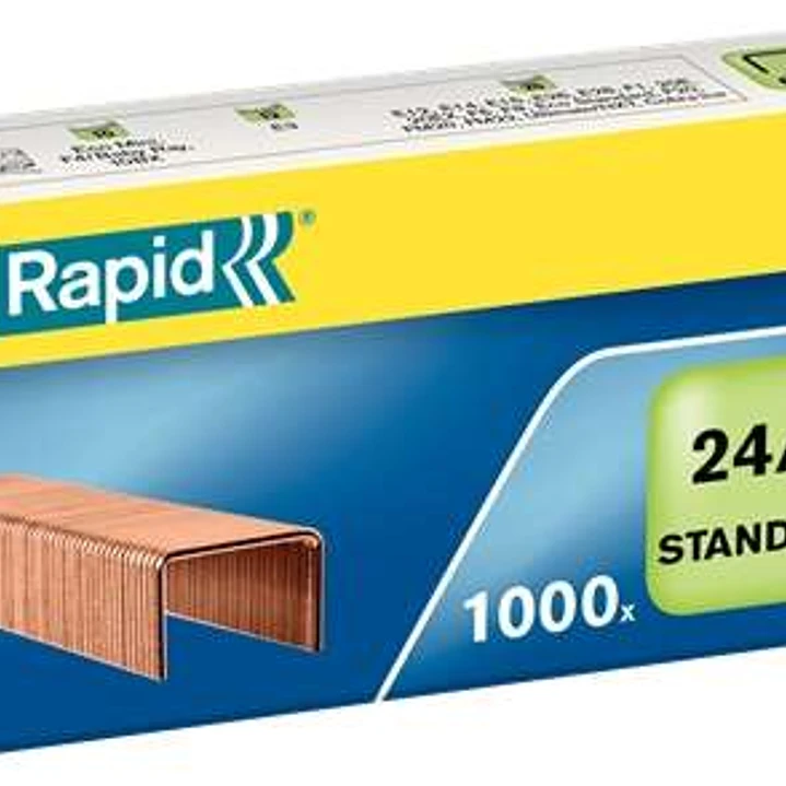 Rapid Confort Caja de 1000 Grapas 24/6 - Hasta 20 Hojas - Alambre Flexible Cobreado - Patilla de 6mm 1