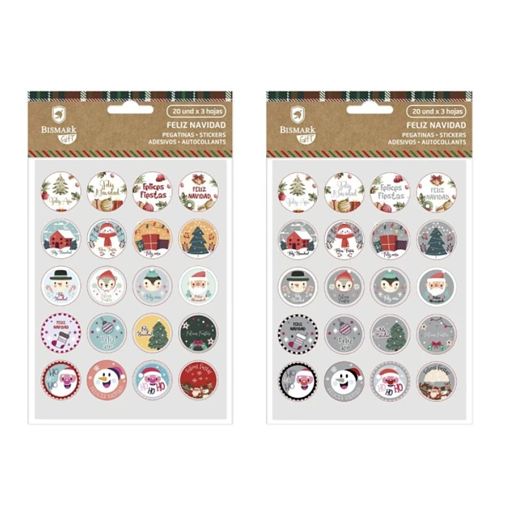 Bismark Pack de 60 Pegatinas Navideñas - Ideales para Decorar Regalos 1
