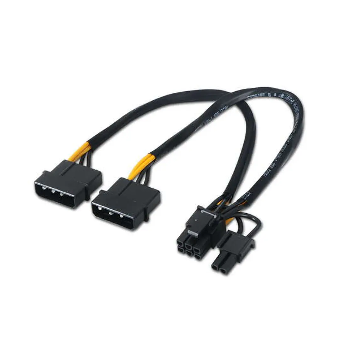 Aisens Cable Tarjeta grafica - 2xMolex 4pin/M-PCI-E(Molex 6+2pin)/M - 20cm - 100% Cobre - Color Negro 1