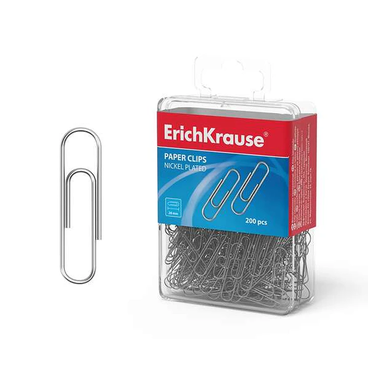 Erichkrause Caja de 200 Clips Metalicos Niquelados 28mm - Alta Resistencia y Durabilidad - Resistentes a la Corrosion - Color Pata 1