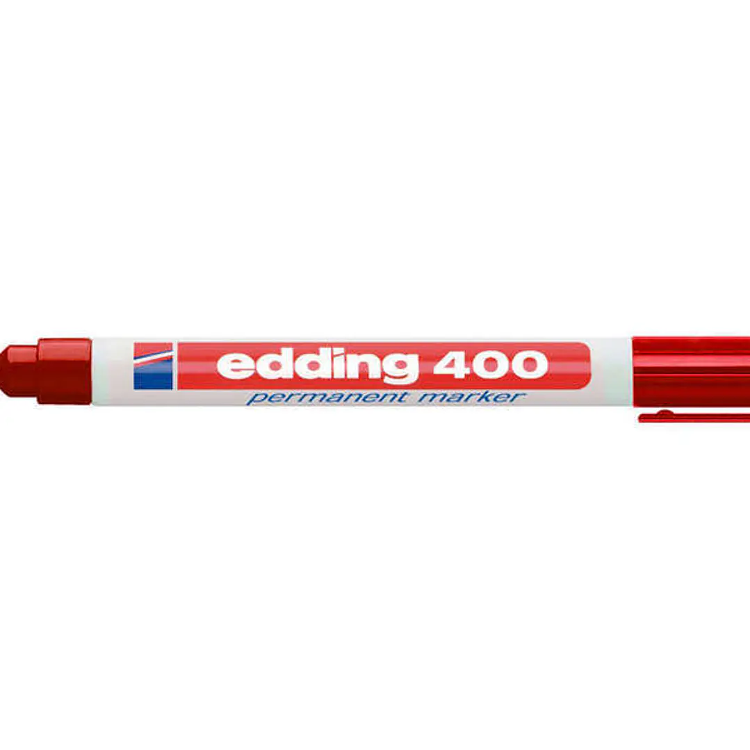 Edding 400 Rotulador Permanente - Punta Redonda - Trazo 1 mm. - Recargable - Secado Rapido - Color Rojo 1