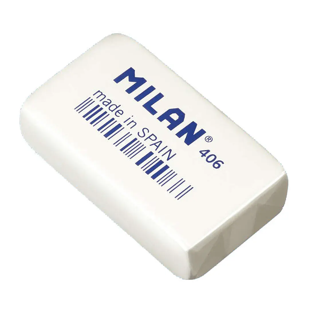 Milan 406 Goma de Borrar de Gran Tamaño Rectangular - Miga de Pan - Caucho Sintetico - Envuelta Individualmente - Color Blanco 1